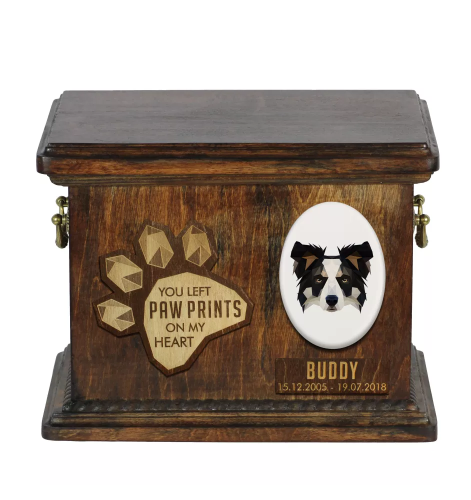 Border Collie - urn for dog ashes, personalized urn with engraving, commemorative box for dog ashes by Art-Dog brand