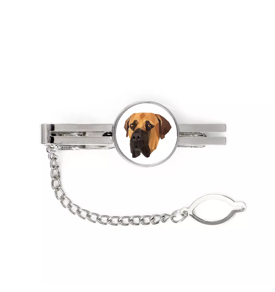 Boerboel, South African Mastiff - geometric tie clip with a picture and inscription from Art-Dog