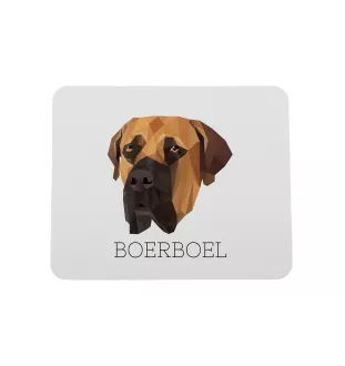 Boerboel - tapis de souris géométrique avec photo et inscription Art-Dog