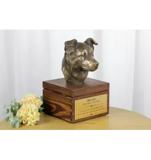 Border Collie - urn for dog ashes with a statuette, small urn for a dog, personalized urn with a bust of a dog by Art-Dog brand