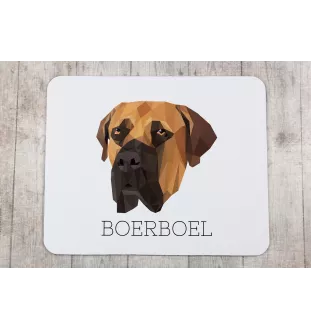Boerboel, South African Mastiff - geometric mouse pad with a picture and text by Art-Dog