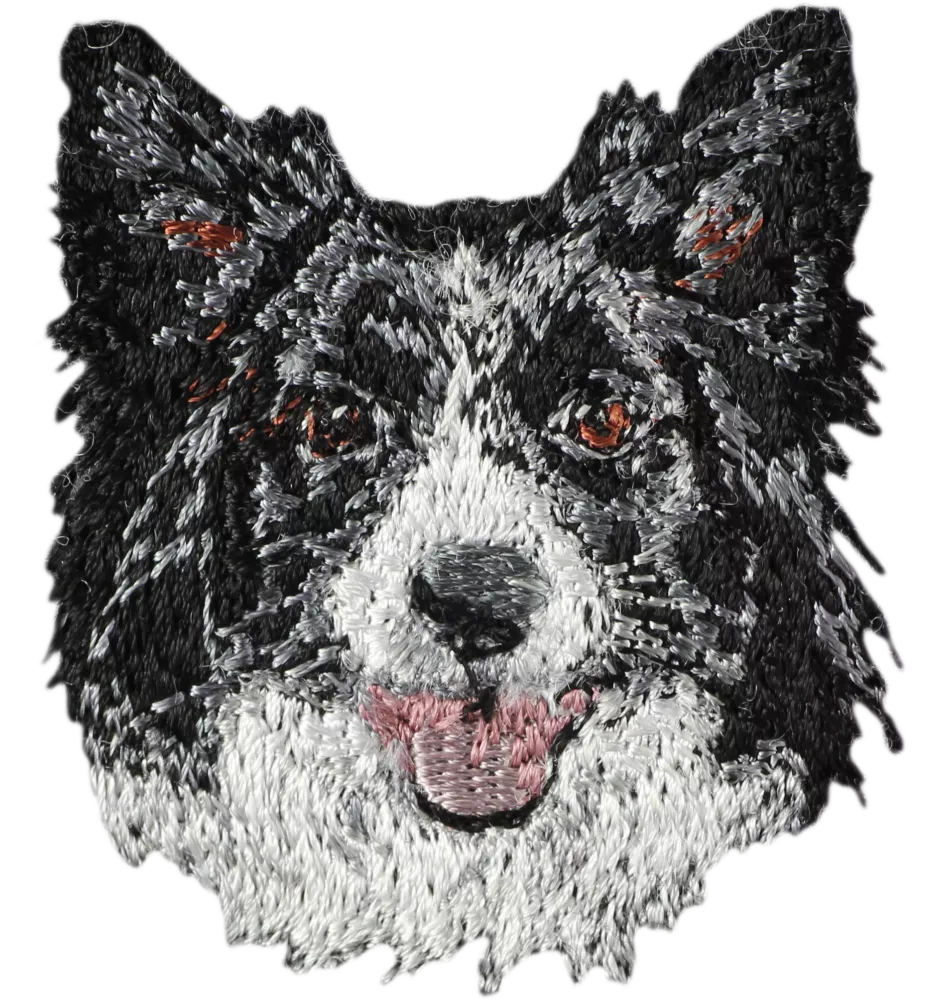 Border Collie - Hund geformtes Aufnäher, besticktes Patch, einzigartiges Dekor für den Rucksack der Marke Art-Dog