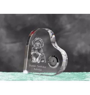 Bolonka - horloge en cristal avec une photo de chien, horloge de table en forme de cœur, horloge debout personnalisée de la marque Art-Dog