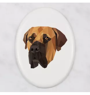 Boerboel, South African Mastiff - a plate with a geometric design and the brand name Art-Dog