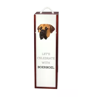 Boerboel - geometrische Box mit einem Bild und Schriftzug für Wein der Marke Art-Dog