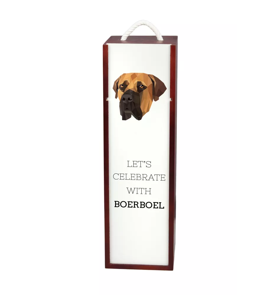 Boerboel, South African Mastiff - geometric box with a picture and inscription for wine by Art-Dog