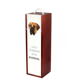 Boerboel - geometrische Box mit einem Bild und Schriftzug für Wein der Marke Art-Dog