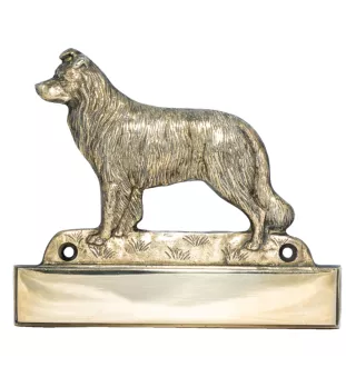 Border Collie - address plaque with a dog, brass nameplate, personalized door sign with the brand name Art-Dog