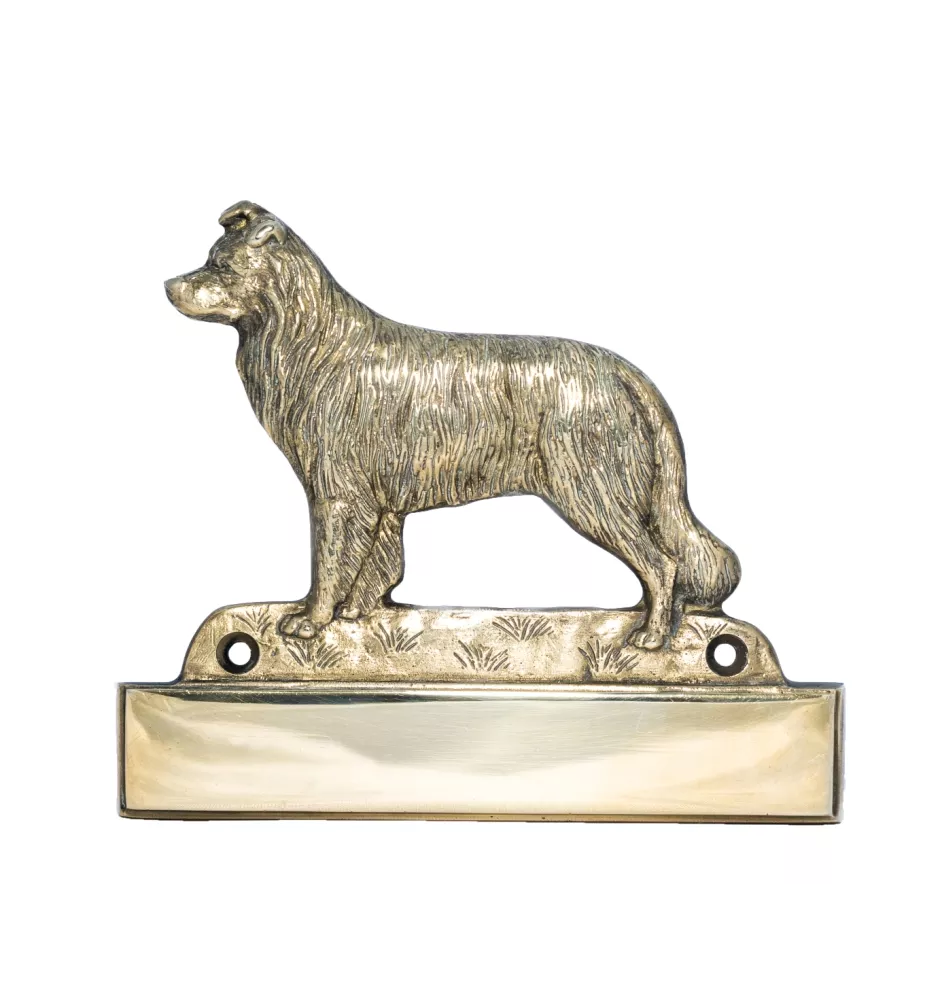 Border Collie - address plaque with a dog, brass nameplate, personalized door sign with the brand name Art-Dog