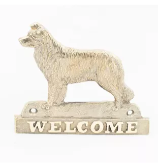 Border Collie - une plaque de porte avec un chien, une plaque de bienvenue en laiton, une enseigne exceptionnelle avec l'inscription Welcome de la marque Art-Dog