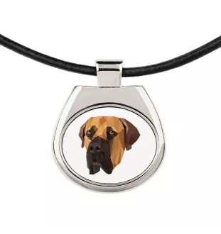 Boerboel - collier avec une photo et un motif géométrique de la marque Art-Dog
