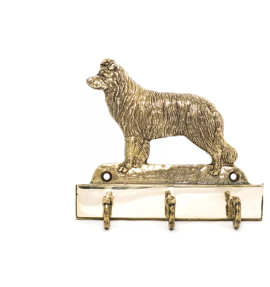 Border Collie - Schlüsselhalter mit Hund, Messinggriff für Hundezubehör, elegante Dekoration für den Flur der Marke Art-Dog