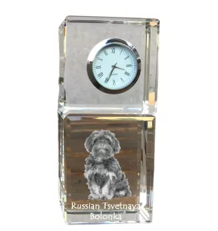 Bolonka - montre en cristal avec photo, photo de chien dans un cristal, horloge de bureau personnalisée de la marque Art-Dog