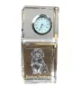 Bolonka, Russian Tsvetnaya Bolonka - crystal clock with a photo, a photo of a dog in crystal, personalized desk clock by Art-Dog brand