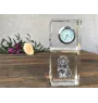 Bolonka, Russian Tsvetnaya Bolonka - crystal clock with a photo, a photo of a dog in crystal, personalized desk clock by Art-Dog brand