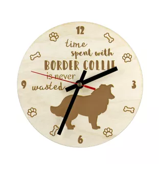 Border Collie - horloge avec chien, horloge en bois, horloge murale pour les amoureux des chiens, horloge de bureau et étagère, Art-Dog