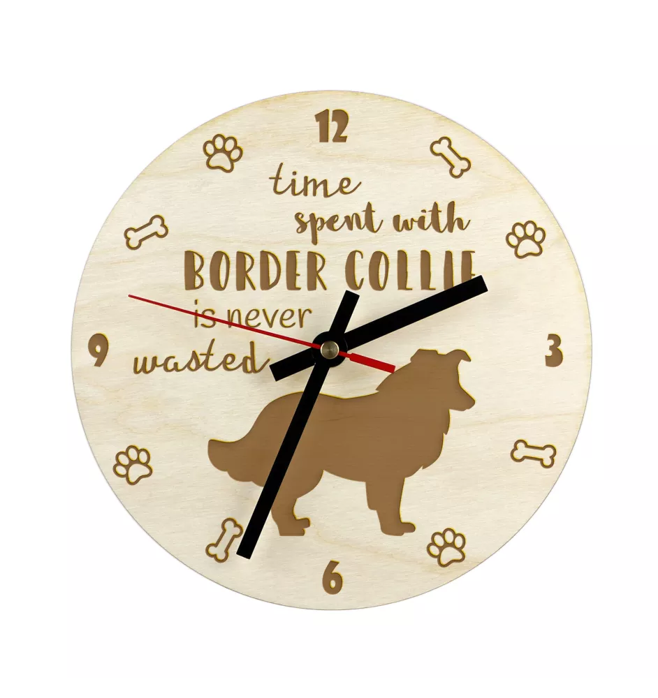 Border Collie - Hundeuhr, Holzuhr, Wanduhr für Hundefreunde, Tisch- und Regaluhr, Art-Dog