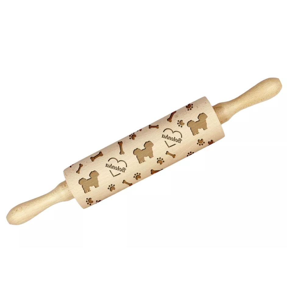 Bolonka, Russian Tsvetnaya Bolonka - rolling pin with a dog, decorating cookies with a rolling pin in patterns, a gift for the ceramicist of the Art-Dog brand