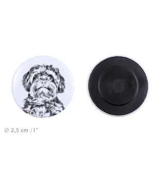 Bolonka, Russian Tsvetnaya Bolonka, Bolonka Zwetna Magnet mit einem Hundepfotenabdruck, außergewöhnlich leicht, starker Magnet, handgefertigtes Produkt der Marke Art-Dog