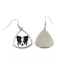 Border Collie - boucles d'oreilles avec une photo et un motif de chien géométrique Art-Dog