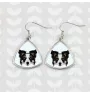Border Collie - boucles d'oreilles avec une photo et un motif de chien géométrique Art-Dog