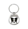 Border Collie - geometric keychain with a photo and the inscription Art-Dog
