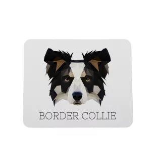 Border Collie - tapis de souris géométrique avec photo et inscription Art-Dog