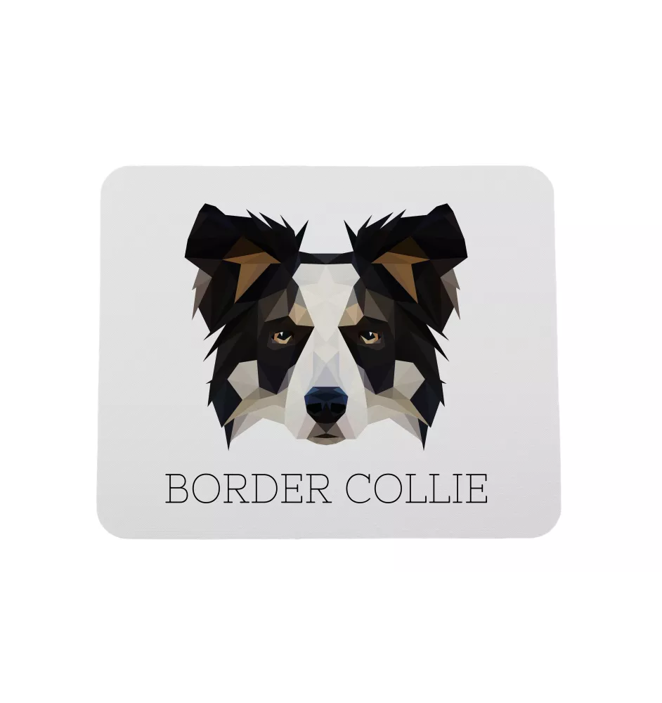 Border Collie - tapis de souris géométrique avec photo et inscription Art-Dog