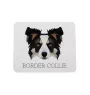 Border Collie - tapis de souris géométrique avec photo et inscription Art-Dog