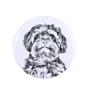 Bolonka, Russian Tsvetnaya Bolonka, Bolonka Zwetna - Anstecknadel mit Ihrem Hund, fügen Sie Ihr eigenes Foto hinzu, Marke Art-Dog