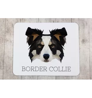 Border Collie - tapis de souris géométrique avec photo et inscription Art-Dog