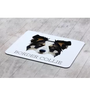 Border Collie - tapis de souris géométrique avec photo et inscription Art-Dog
