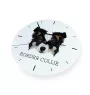 Border Collie - geometrische Wanduhr mit Bild und Aufschrift der Marke Art-Dog