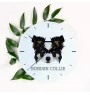 Border Collie - geometrische Wanduhr mit Bild und Aufschrift der Marke Art-Dog