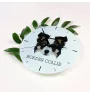Border Collie - horloge murale géométrique avec photo et logo de la marque Art-Dog