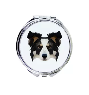 Border Collie - Spiegel mit Foto und geometrischem Aufdruck der Marke Art-Dog