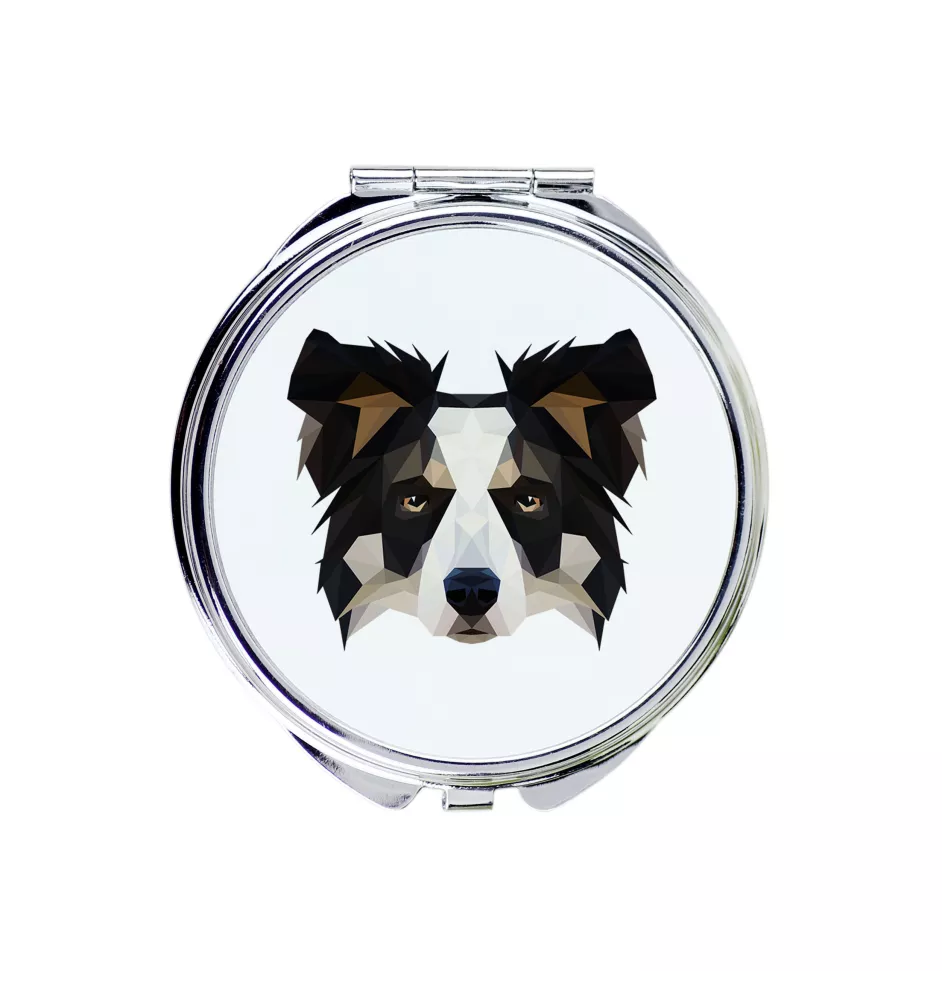 Border Collie - Spiegel mit Foto und geometrischem Aufdruck der Marke Art-Dog