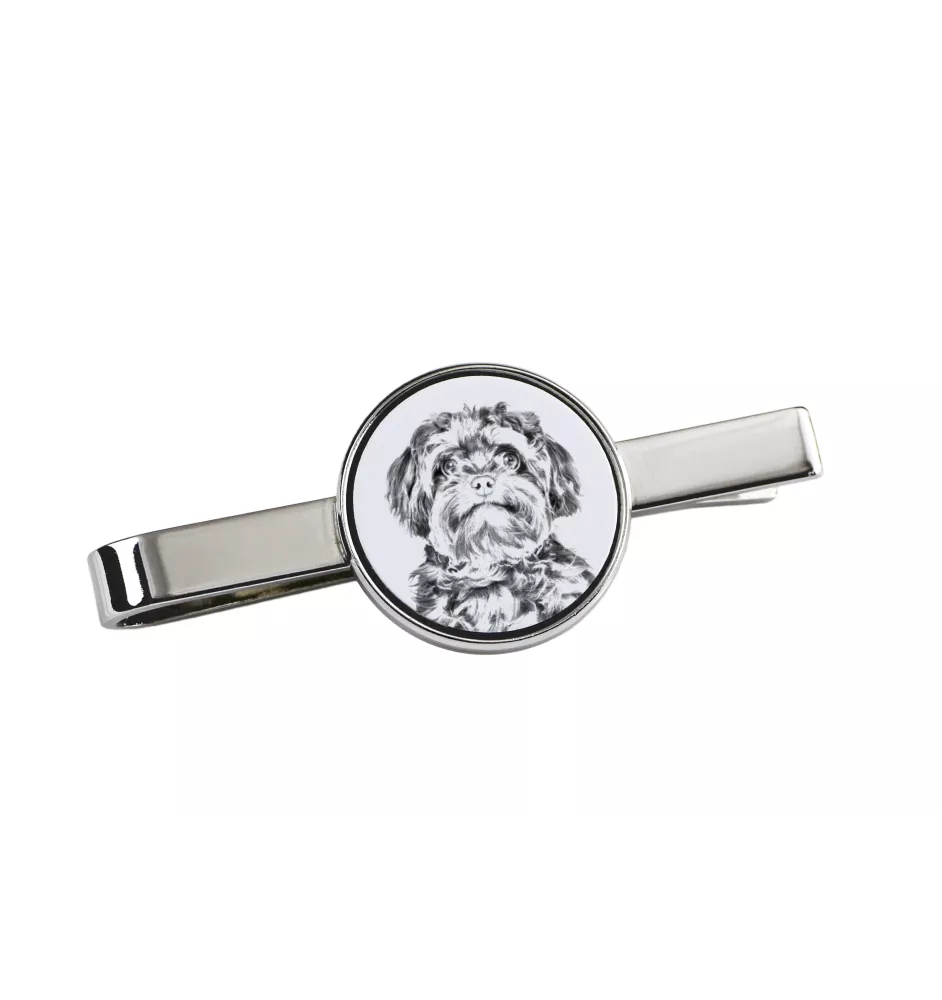 Bolonka, Russian Tsvetnaya Bolonka - tie clip with a dog, personalized tie clip, a unique gift for a man from the Art-Dog brand