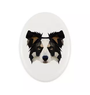 Border Collie - Fliese mit geometrischem Bild und Schriftzug der Marke Art-Dog