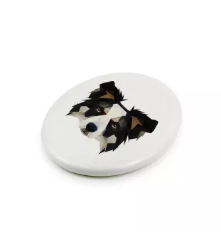 Border Collie - a plate with a geometric design and the brand name Art-Dog