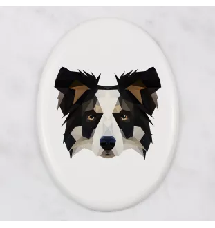 Border Collie - a plate with a geometric design and the brand name Art-Dog