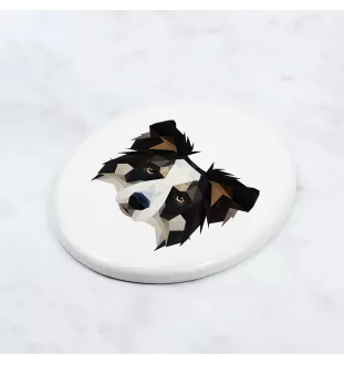 Border Collie - a plate with a geometric design and the brand name Art-Dog