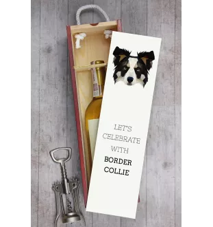 Border Collie - geometric box with a picture and inscription for wine by Art-Dog