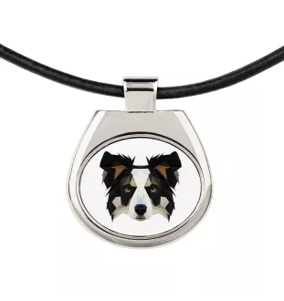 Border Collie - Halskette mit einem Foto und einem geometrischen Schriftzug der Marke Art-Dog