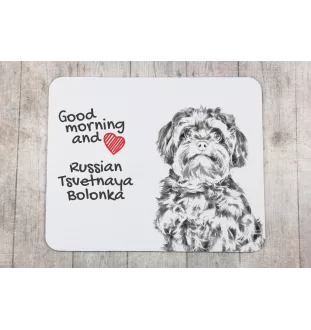 Bolonka, Russian Tsvetnaya Bolonka, Bolonka Zwetna - Mauspad mit Druck, personalisiertes Mauspad mit Hund, einzigartiges Gadget für Büroangestellte von Art-Dog.