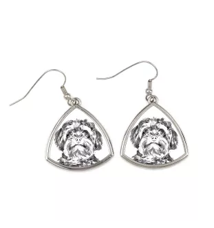 Bolonka, Russian Tsvetnaya Bolonka - dog earrings, hanging earrings with a picture, personalized jewelry with Art-Dog brand print