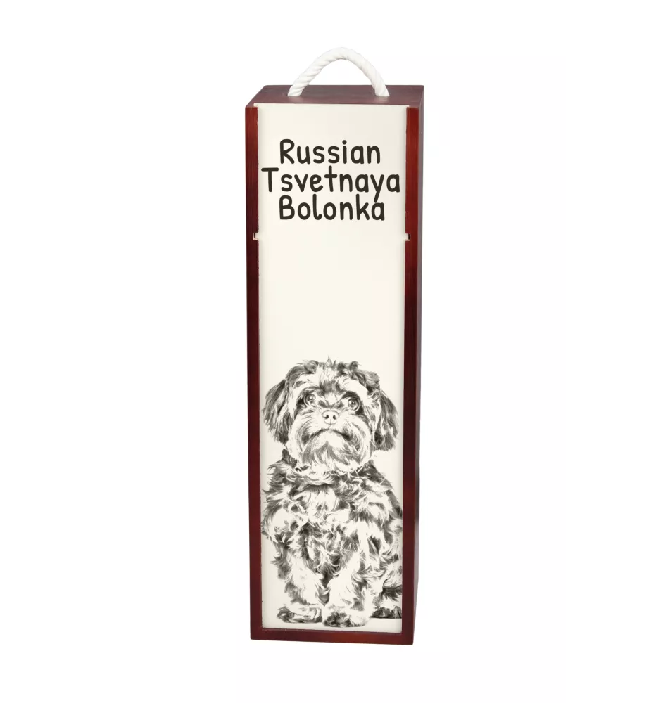 Bolonka - boîte à vin avec chien, boîte à alcool avec graphisme, boîte cadeau personnalisée de la marque Art-Dog
