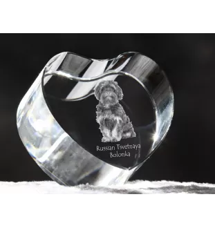 Bolonka, Russian Tsvetnaya Bolonka - a photo of a dog in crystal, crystal heart, unique photo frame from the Art-Dog brand