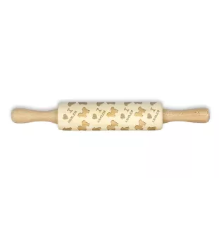 Bolonka, Russian Tsvetnaya Bolonka - small rolling pin with a dog, patterned dough roller, gadget for ceramicists from the Art-Dog brand