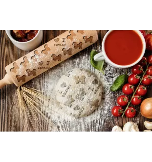 Bolonka, Russian Tsvetnaya Bolonka - rolling pin for dough with a dog, patterned rolling pin for ceramics, a gift for a cook from the Art-Dog brand